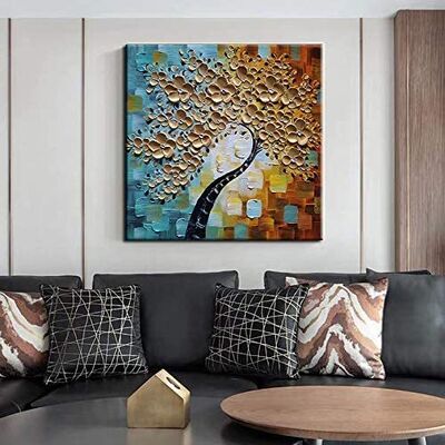 Impressionist Blossoming Almond Tree Hand Painted Oil Painting Customized Size Wall Art for Home Decor