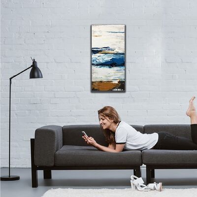 Modern Abstract Landscape Hand Painted Oil Painting with Hand Applied Gold Leaf on Canvas Wall Art Customized Size