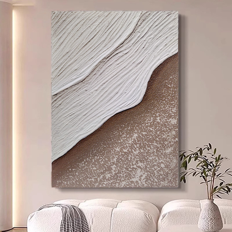 Creative 3d Relief Painting Medium Oil Handpainted Sea Wave Texture Sandstone Painting Modern Home Decoration Wall Art Craft